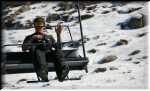 Trying the new chairlift, up to the platform with a great view on Mt Kosciuszko.